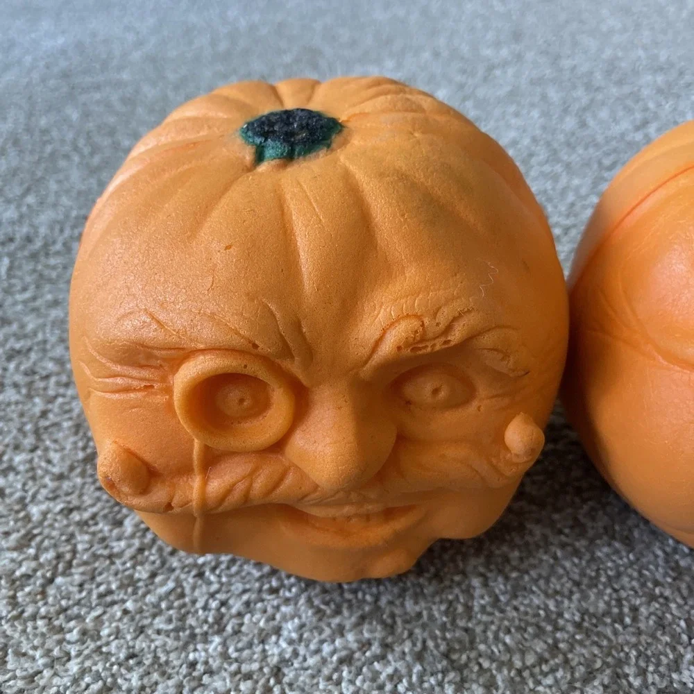 Vtg Scott Port A Fold  Todd Masters style Foam Jack O Lantern Pumpkins Halloween